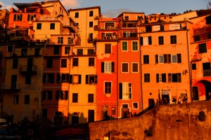 Sun glow on the colorful houses of Riomaggiore